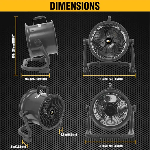 Miniatura 3 de CAT ventiladores - Ventilador de tambor de alta velocidad de 9" (Negro, 2 en 1): 940 CFM, 4 velocidades, cabezal giratorio de 360°, motor