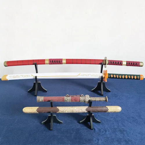 Miniatura 5 de WANLIAN Soporte de espada, soporte de exhibición de armas de dos capas, soporte de madera samurai espada Katana soporte de exhibición