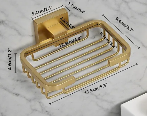 Miniatura 2 de SEIDO Jabonera dorada para ducha, soporte de jabón de acero inoxidable 304 con doble bloqueo, soporte de barra de jabón de montaje en pared