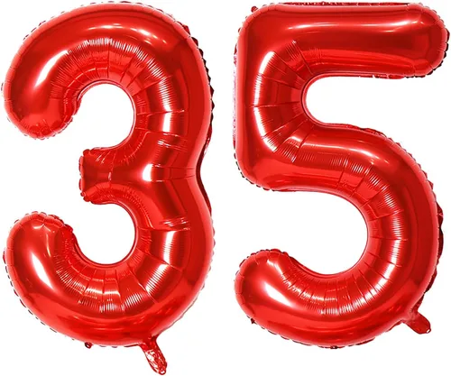 Miniatura 22 de Globo de helio rojo del número 10 de 40 pulgadas, autosellado para decoración de fiesta de cumpleaños y decoración de fiesta de aniversario (rojo 10)