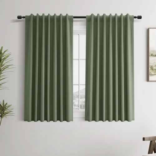 Miniatura 28 de Guken Cortinas opacas de lino, 2 paneles rústicos, elegantes, 100% opacas, con aislamiento térmico, banda de ganchos y trabilla trasera, 52 x 84