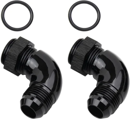 Miniatura 27 de 45 grados 4AN macho Flare a 4AN ORB puerto adaptador de flujo completo aluminio negro