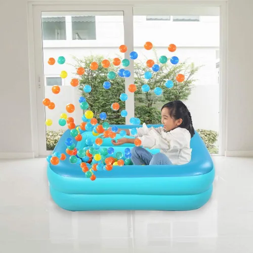 Miniatura 3 de HIWENA Piscina para niños, 45 x 35 x 14 pulgadas, piscina inflable verde para niños con válvula rápida, parche de reparación y tapón de drenaje