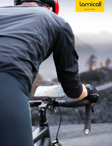 Miniatura 7 de Lamicall Soporte de teléfono para motocicleta y bicicleta - [No bloquea la cámara] [Bloqueo de 1s] Abrazadera soporte de teléfono celular para Rojo