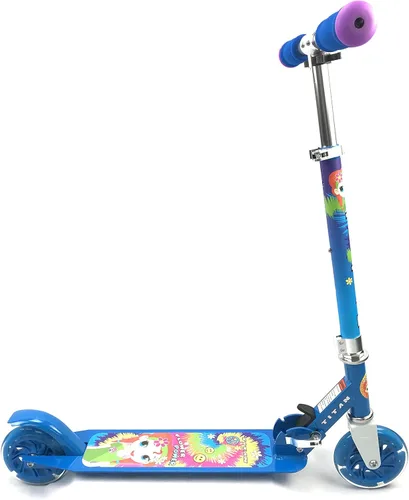 Titan Flower Power Princess - Patinete plegable de aluminio para niñas con ruedas con luz LED (edad 5 + años), color azul