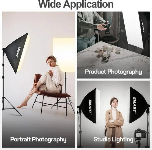 Miniatura 4 de EMART Bombilla de espectro completo, atenuación de 50 W, lámpara LED de 3000 K-6000 K para kit de iluminación Softbox, estudio de fotografía, hogar