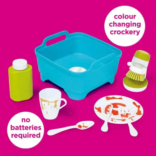 Miniatura 2 de Casdon Joseph Joseph Wash & Scrub. Juego de lavado para niños mayores de 3 años. Incluye cubiertos y vajilla que cambian de color para un juego