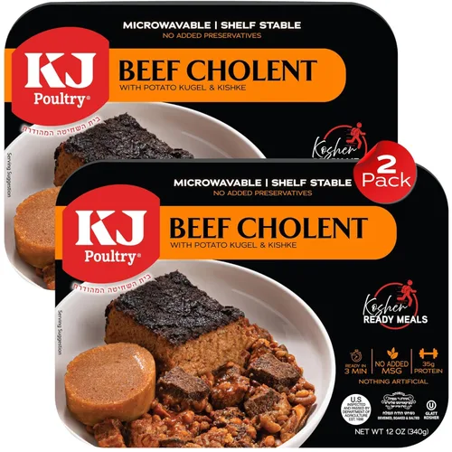 Miniatura 9 de KJ Poultry Comidas preparadas Kosher – Chulent de carne y kugel, MRE comidas de carne listas para comer, comida de shabat (paquete de 6) preparada