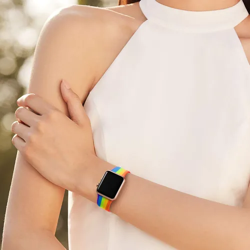 Miniatura 8 de Lerobo - Correas compatibles con Apple Watch de 44 mm, 42 mm, 49 mm, 45 mm y 46 mm para mujeres, correas deportivas de silicona con estampado floral