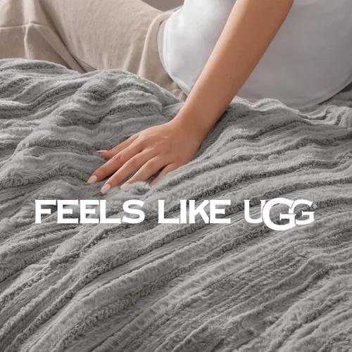 Miniatura 5 de UGG Juego de edredón Full/Queen con 2 fundas de almohada, ropa de cama de pelo sintético suave, cálido, edredón alternativo de plumón lavable