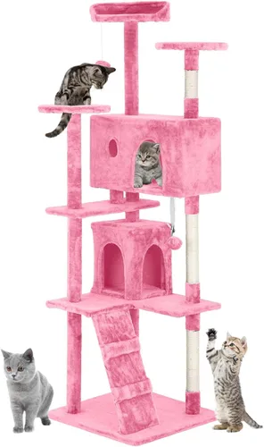 Miniatura 30 de PayLessHere Árbol para Gatos de 54 Pulgadas Torre para Gatos con Poste Rascador para Gatos, Soporte de Condominio para Gatos de Múltiples Niveles