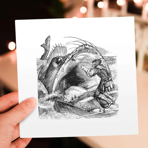 Miniatura 6 de 3dRose Tarjeta de felicitación - Baleine Un gran diccionario de criatura marina infernal Cut Out - Ilustración clásica - Criatura demoníaca