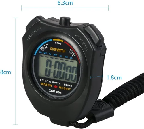 Miniatura 2 de Vicloon Cronómetro deportivo digital con silbato de acero inoxidable, pantalla LCD grande adecuada para fútbol, baloncesto, correr, natación, Negro