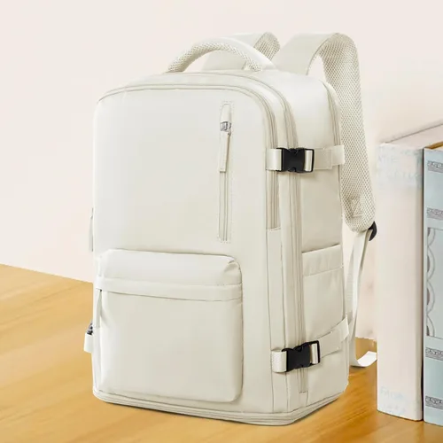 Miniatura 2 de coowoz Mochila de mano para mujeres y hombres, mochila de viaje aprobada por aerolíneas, mochila deportiva para laptop, A- Beige, Compacto