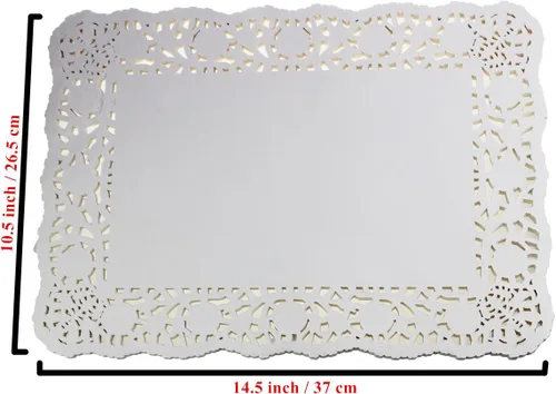 Miniatura 2 de LJY 100 piezas de papel rectangulares de encaje blanco bloc almohadillas de embalaje para decoración de vajilla de boda (10.5 x 14.5 pulgadas)