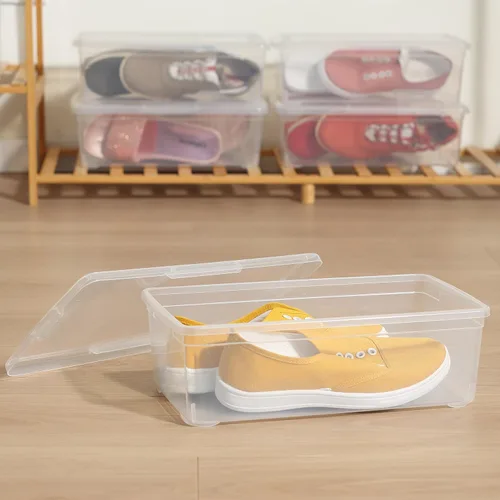 Miniatura 4 de Contenedores de almacenamiento transparentes apilables con tapas, cajas para zapatos, 12 paquetes de contenedores de plástico de almacenamiento de 6