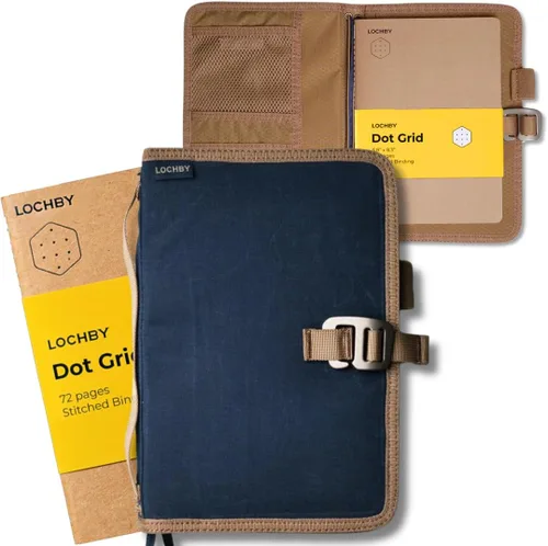 Miniatura 36 de LOCHBY® Carpeta Field A5 Cubierta de carpeta de 6 anillas Lona encerada resistente al agua Diseño plano Sistema A5 apto para recargar
