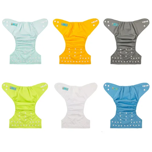 Miniatura 2 de ALVABABY pañales de tela para bebés, tamaño único y ajustable, pañales lavables y reutilizables para niños y niñas, 6 unidades con 12 rellenos
