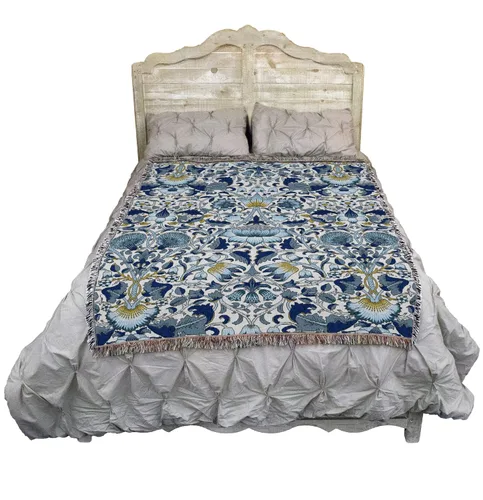 Miniatura 2 de Pure Country Weavers William Morris Lodden Cornflower Blanket - Artes y Oficios - Tapiz Decorativo de Regalo Tejido de Algodón - Fabricado