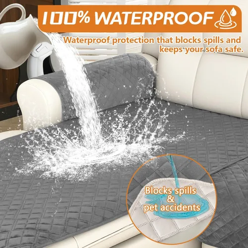 Miniatura 2 de Arfntevss - Fundas impermeables para sofá seccional en forma de L, cubiertas lavables de terciopelo para sofá para perros y mascotas, protector