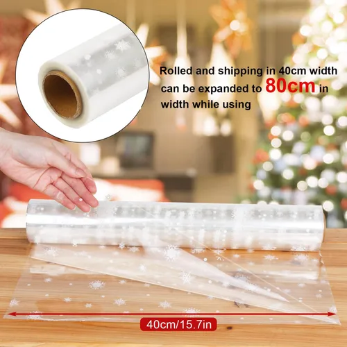 Miniatura 3 de Rollo de envoltura de celofán navideño SULOLI - 32 pulgadas x 100 pies de copos de nieve, envoltura navideña para regalos, flores, cestas y canastas
