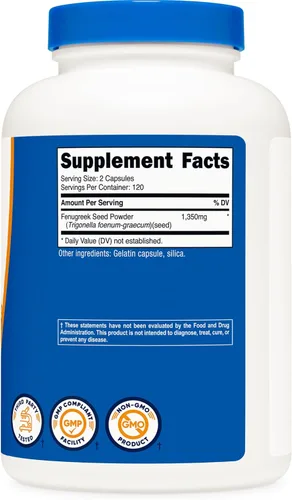 Miniatura 5 de Nutricost Semilla de fenogreco 1350 mg, 240 cápsulas (3 botellas) - Sin gluten, sin OMG