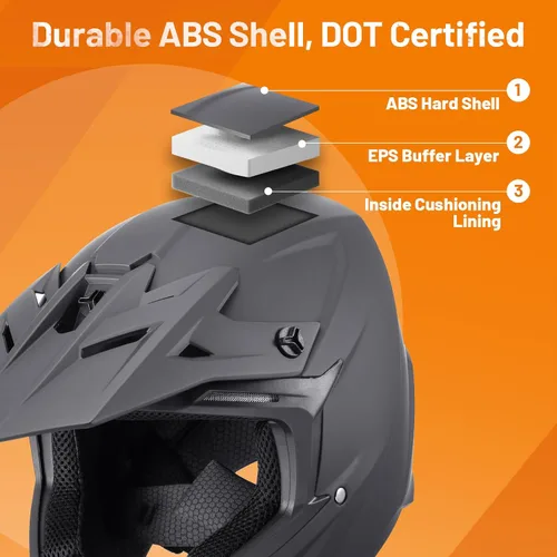 Miniatura 2 de OUMURS DOT - Casco de motocross para adultos con gafas, guantes y máscara ajustable, visera solar, casco para adultos, todoterreno, motocross