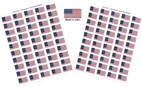 Miniatura 65 de 100 calcomanías de la bandera de Alaska; 1.5" x 1" hechas en Estados Unidos, calcomanías autoadhesivas de la bandera del estado para álbumes