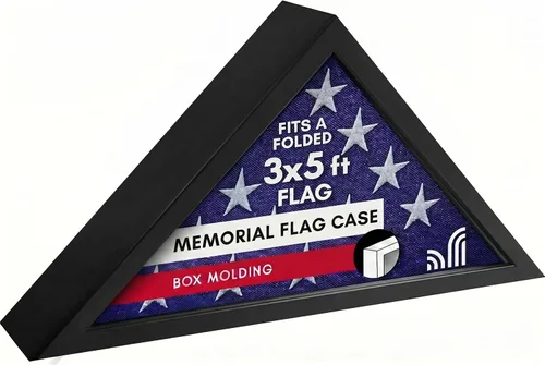 Miniatura 11 de Americanflat Pequeña vitrina plegada de bandera – Se adapta a banderas ceremoniales plegadas de 3 x 5 pies (no para bandera funeraria) – Colección