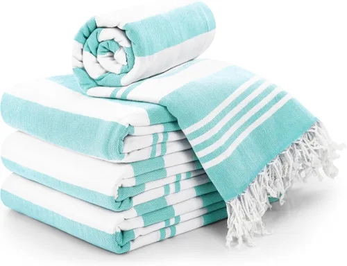 Utopia Towels Paquete de 4 toallas turcas de playa, 40 x 72 pulgadas, 100% algodón, de gran tamaño, sin arena, ligeras, de secado rápido, prelavadas