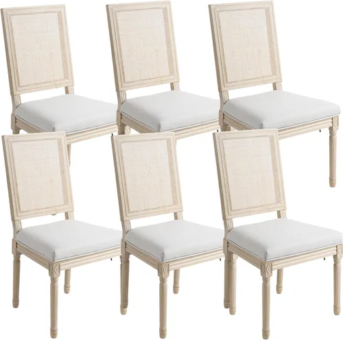 Miniatura 11 de chairus Juego de 2 Sillas de Comedor Estilo Granja Sillas de Comedor de Casa de Campo Francés Sillas Tapizadas de Tela Vintage con Respaldo Redondo