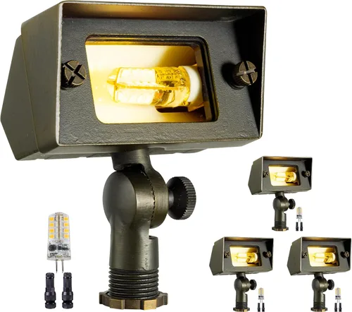 Miniatura 30 de Gardenreet Luz de Inundación de Bajo Voltaje para Exteriores - Luz LED de Lavado de Pared de Latón Sólido 12V, Paisajística de Cableado Fijo