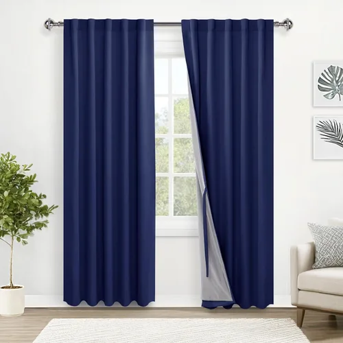 Miniatura 47 de XWZO Cortinas blancas 100% opacas con alzapaños, 2 capas gruesas completamente sombreadas con bolsillo para barra y pestaña trasera, cortinas
