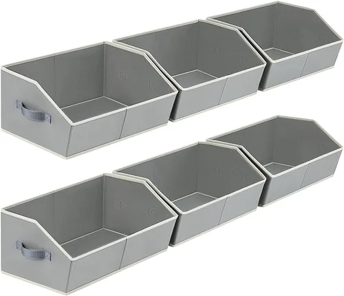 Miniatura 18 de Homsorout Organizador trapezoidal para armario, cestas grandes para organizar, caja de almacenamiento de tela para estantes, cubos de almacenamiento