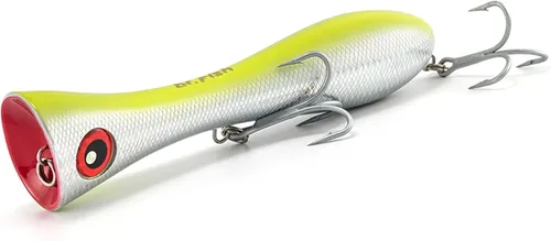 Miniatura 10 de Dr.Fish Topwater Popper Señuelos de pesca de agua salada, 8 pulgadas GT Popper VMC anzuelos agudos señuelos de pesca de surf para Striper Atún