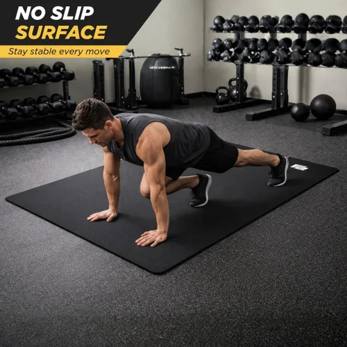 Miniatura 2 de Fit Active Sports Alfombrilla de entrenamiento extragrande de 6 x 4 pies con bolsa de transporte y correas, resistente, antideslizante