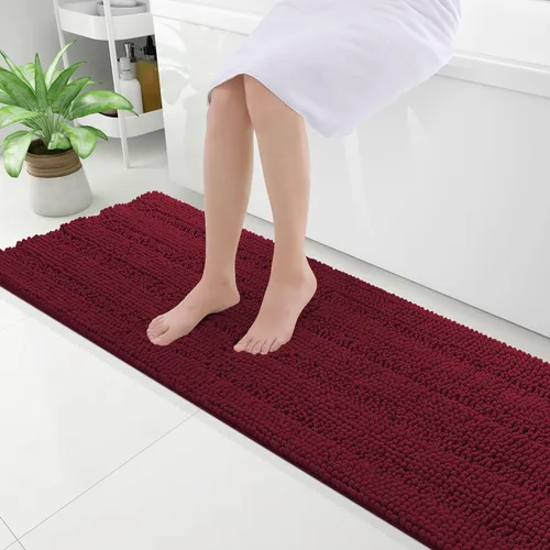 Miniatura 200 de Grandaily Alfombras de baño de felpilla a rayas de 24 x 16 pulgadas, extra gruesas y suaves, absorbentes, parte trasera de goma, alfombra de ducha