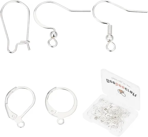 Miniatura 8 de Beebeecraft 1 caja de 50 ganchos para aretes de 5 estilos con agujero de bucle, chapado en oro de 18 quilates, kit de fabricación de aretes