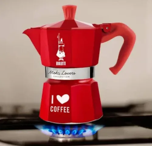 Miniatura 2 de BIALETTI Moka Express 3-Cup RED "I love coffee" (edición limitada)