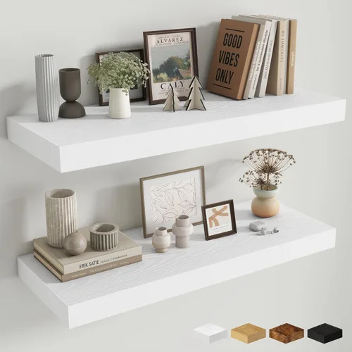 Miniatura 112 de Estantes flotantes de 48 pulgadas para pared, estante de chimenea de 10 pulgadas de profundidad, estantes flotantes de madera para pared, estantes