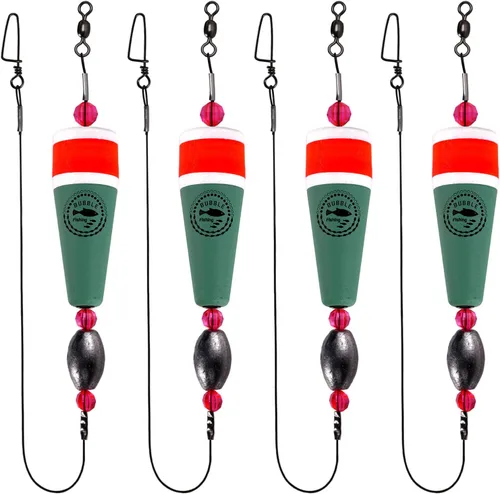 Flotadores de Pesca Aparejos Corchos Saltarines para Agua Salada Sonajero con Peso Bobbers Aparejos de Pesca (4 piezas, 2/3/4/5 pulgadas, Verde
