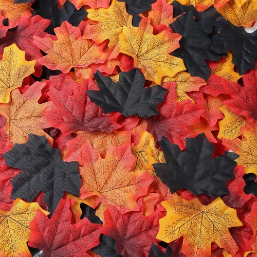 Miniatura 11 de SITUMEIZI 300 piezas de decoración de otoño para el hogar, hojas falsas de otoño, hojas de arce artificiales, 3.15 pulgadas, decoración de otoño 6