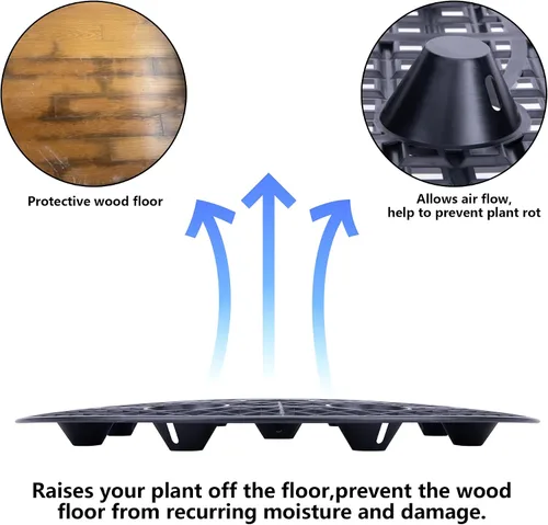 Miniatura 3 de Paquete de 6 elevadores grandes de 15 pulgadas para macetas, soportes resistentes para plantas, platillo para evitar la pudrición y daños en patio