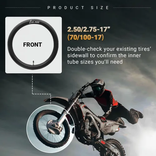 Miniatura 2 de Paquete de 2 tubos interiores de motocicleta de 2.50/2.75-17 pulgadas (70/100-17), compatibles con Honda, Coolster, TaoTao, 110cc, 125cc y 140cc