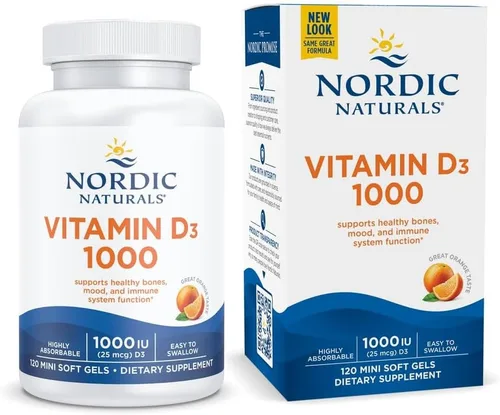 Nordic Naturals Vitamina D3 1000, Naranja - 120 mini geles blandos - 1000 UI de vitamina D3 - Soporta huesos saludables, estado de ánimo y función
