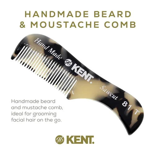 Miniatura 3 de Kent A 81T TW X-Small Peine de Bolsillo para Barba y Bigote de Hombre, Peine de Bolsillo de Dientes Finos para Arreglo y Peinado del Vello Facial.