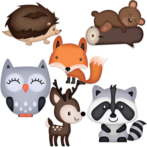 Recortes de animales del bosque, 36 unidades, decoraciones de baby shower, recortes de criaturas grandes del bosque para temas de otoño o baby shower