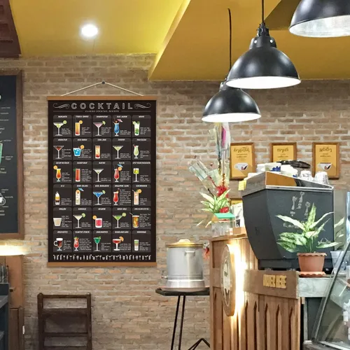 Miniatura 7 de WEROUTE Póster impreso de coctelería de coctelería para bebidas alcohólicas, colgador de volutas en lienzo, bar, pub, cocina, restaurante