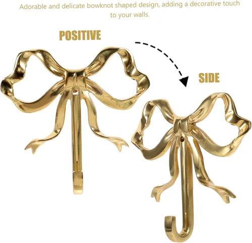 Miniatura 9 de Zerodeko Decoración de lazo dorado, ganchos de lazo para pared, dormitorio, abrigo, toalla para sombreros, abrigos, toallas y llaves, latón chapado