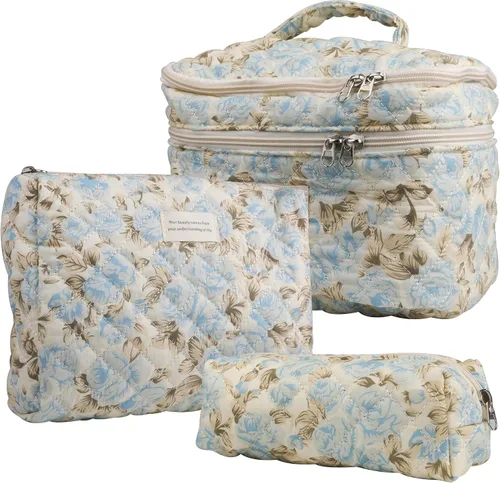 Miniatura 11 de Bolsas de cosméticos para mujer, bonita bolsa de maquillaje floral, organizador de almacenamiento de maquillaje, bolsas de aseo de viaje, bolsas